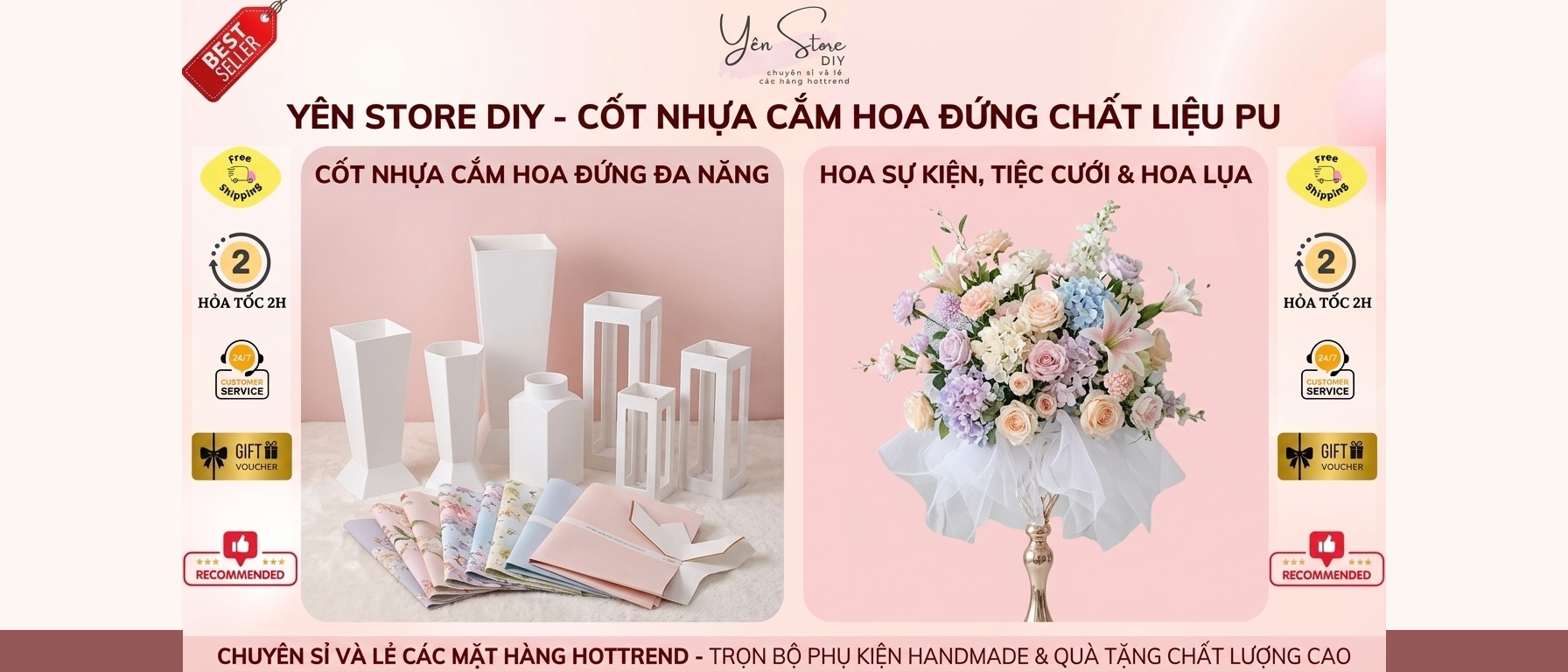Cốt Nhựa Cắm Hoa Đứng Chất Liệu Nhựa PU